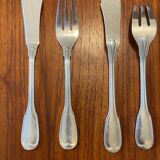 6 forks and 6 fish knives in silver-plated metal, Filet model 1950