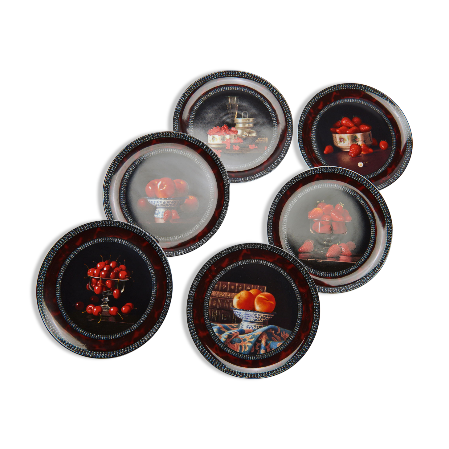 6 Dessert plates Bernardaud by the painter Chauray