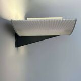 Pair of modernist wall lights, black and white lacquered metal, Italy 1980