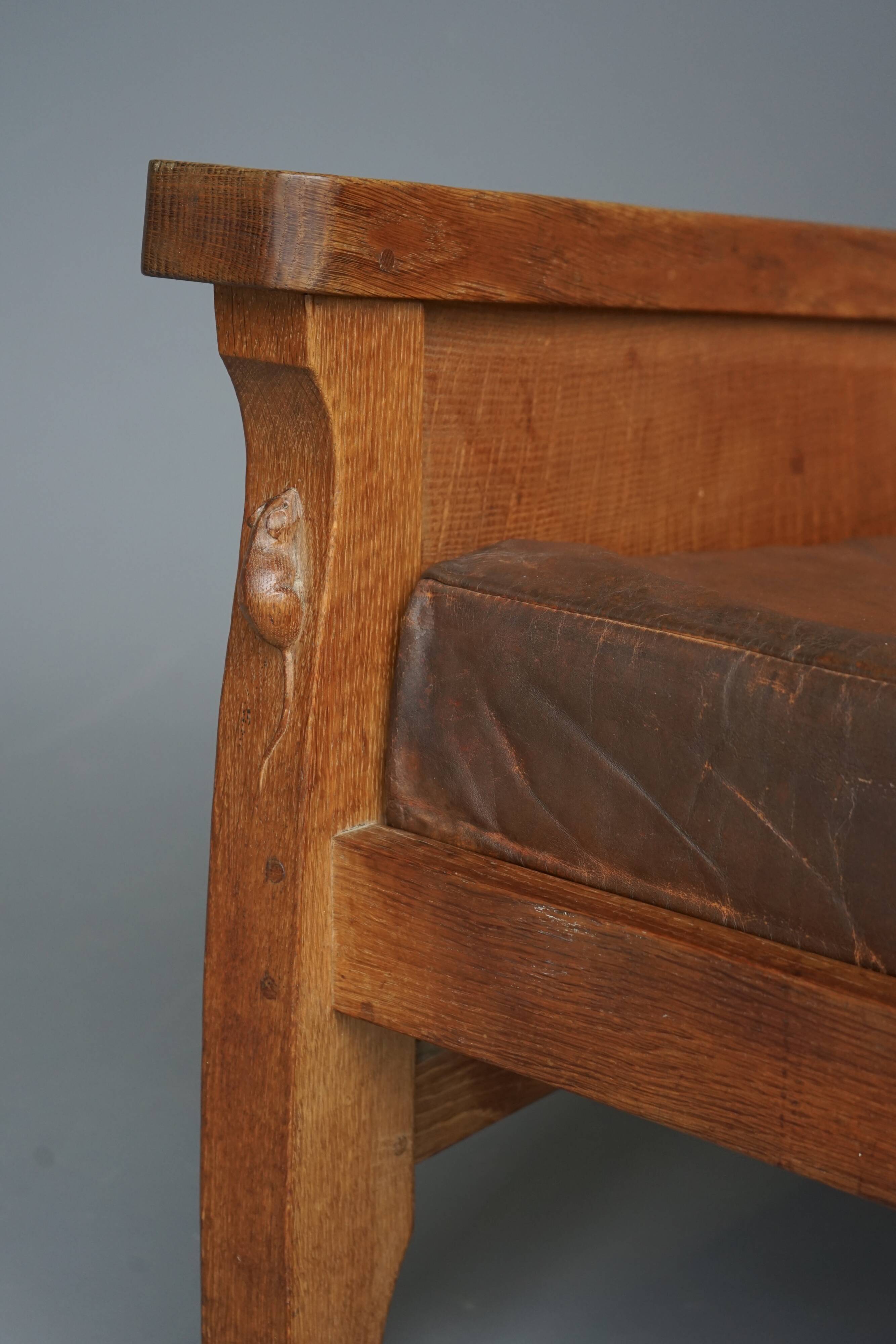 Oak Armchair by Robert Mouseman Thompson, 1940s