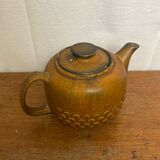 Vintage KW Feuerfest Embossed Brown Ceramic Teapot #C786