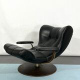 Vintage Italian black swivel armchair from 60s