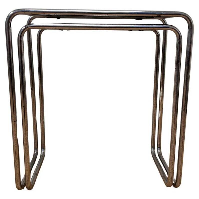 Rare Bauhaus chrome Nesting Tables B9, Marcel Breuer, 1930s