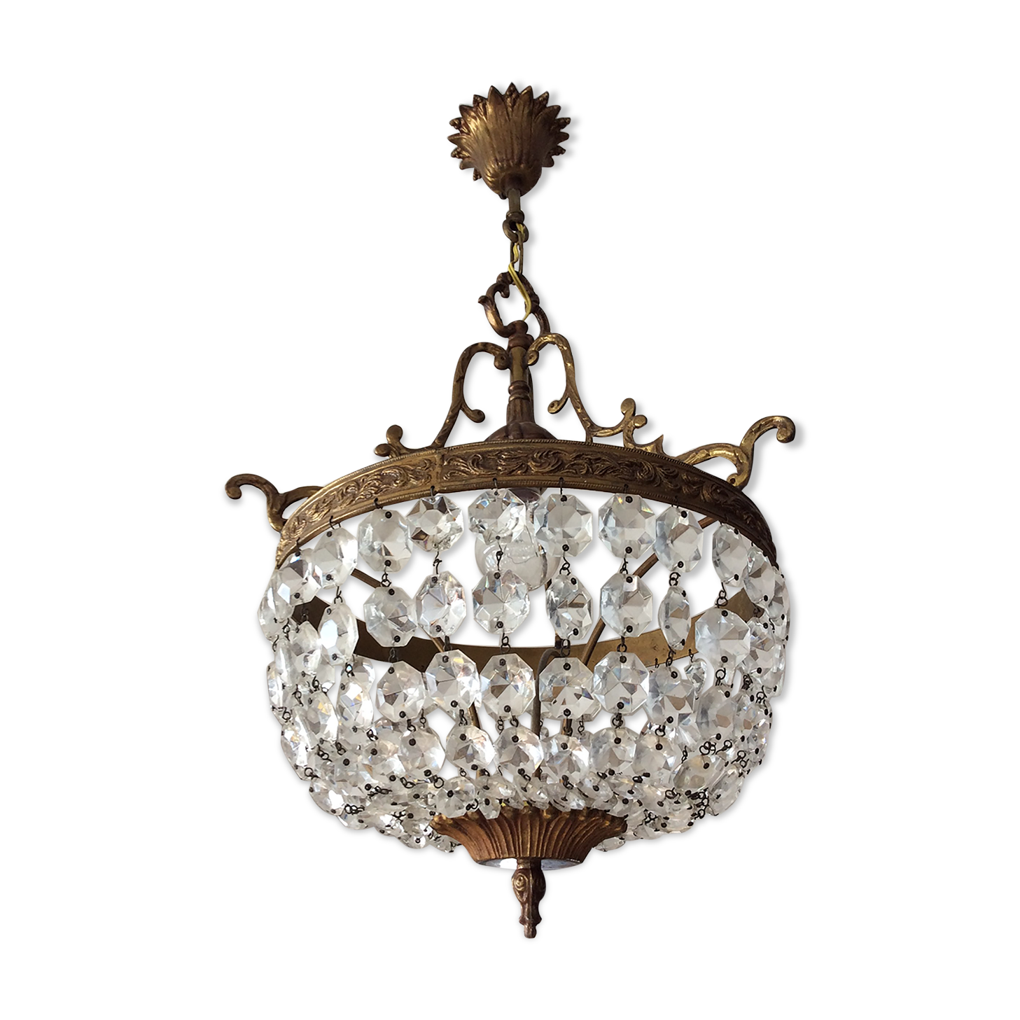 Old chandelier with bronze stamps