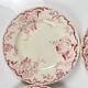 Set of 4 flat plates KG Lunéville Terre de fer, "Fontainebleau", pink, 19th century