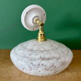 Vintage wall lamp with white clichy glass shade