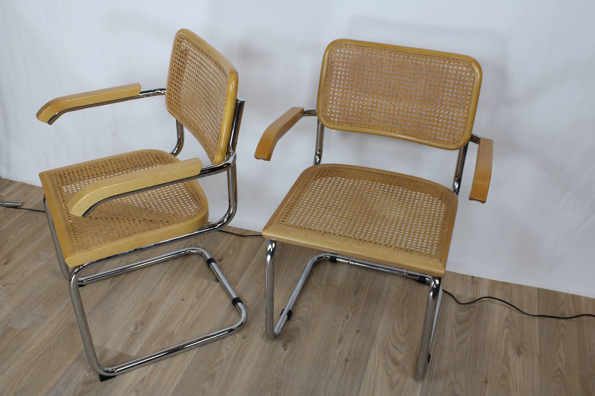 Cesca cantilever b64 chairs with armrests set of 4 attributed to breur italy