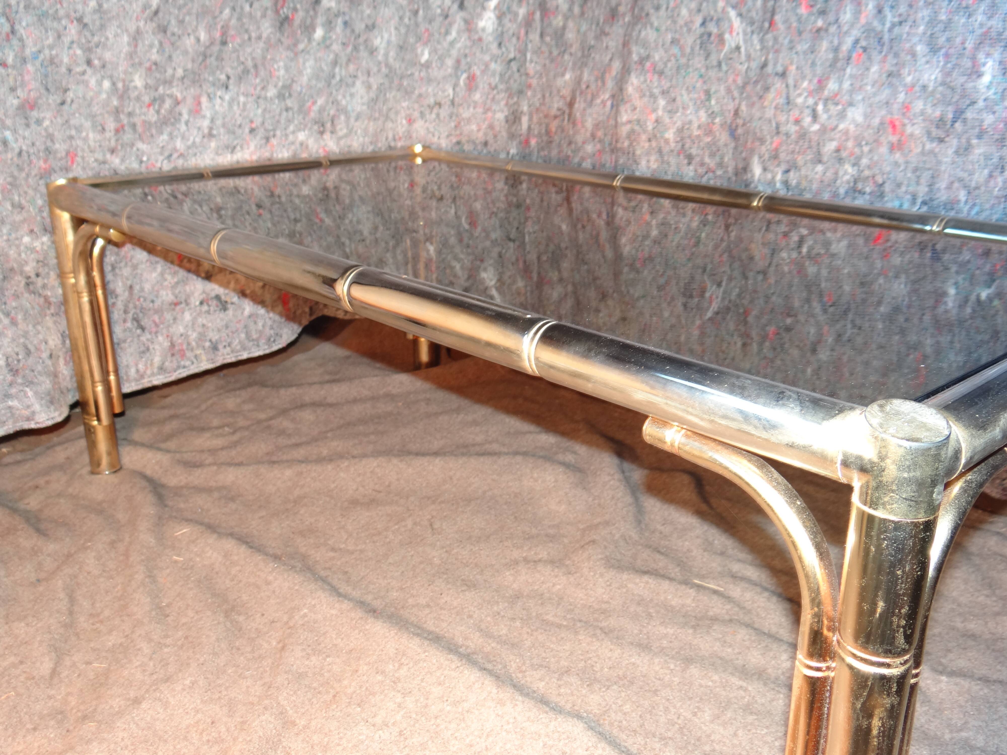 bamboo imitation coffee table and 60s glass tray