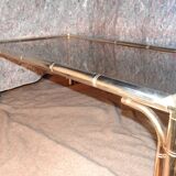 bamboo imitation coffee table and 60s glass tray