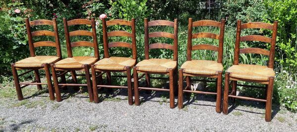6 chaises style savoyard Perriand, Georges Robert