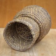 Old wicker bowl, straw and bramble burgundy, braided bowl, countryside, chalet