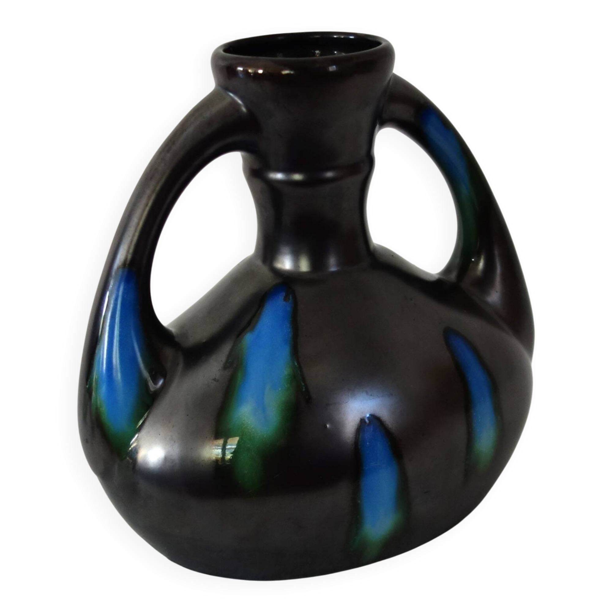 Flamed ceramic vase signed De Bruyn Five Lille