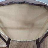 Pair of Provencal armchairs in brown wood and floral fabric