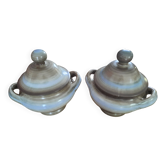 Pair of vintage Longchamp glazed ceramic soup tureens, 1970s.