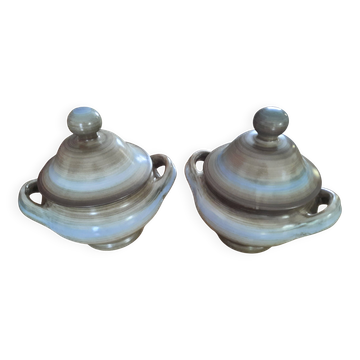 Pair of vintage Longchamp glazed ceramic soup tureens, 1970s.