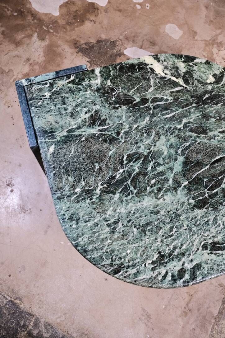 Emerald green marble "eye" coffee table, Roche Bobois, France, 1970s