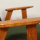 Fauteuil vintage moderne chêne clair vert royal 1962 design par Chierowski