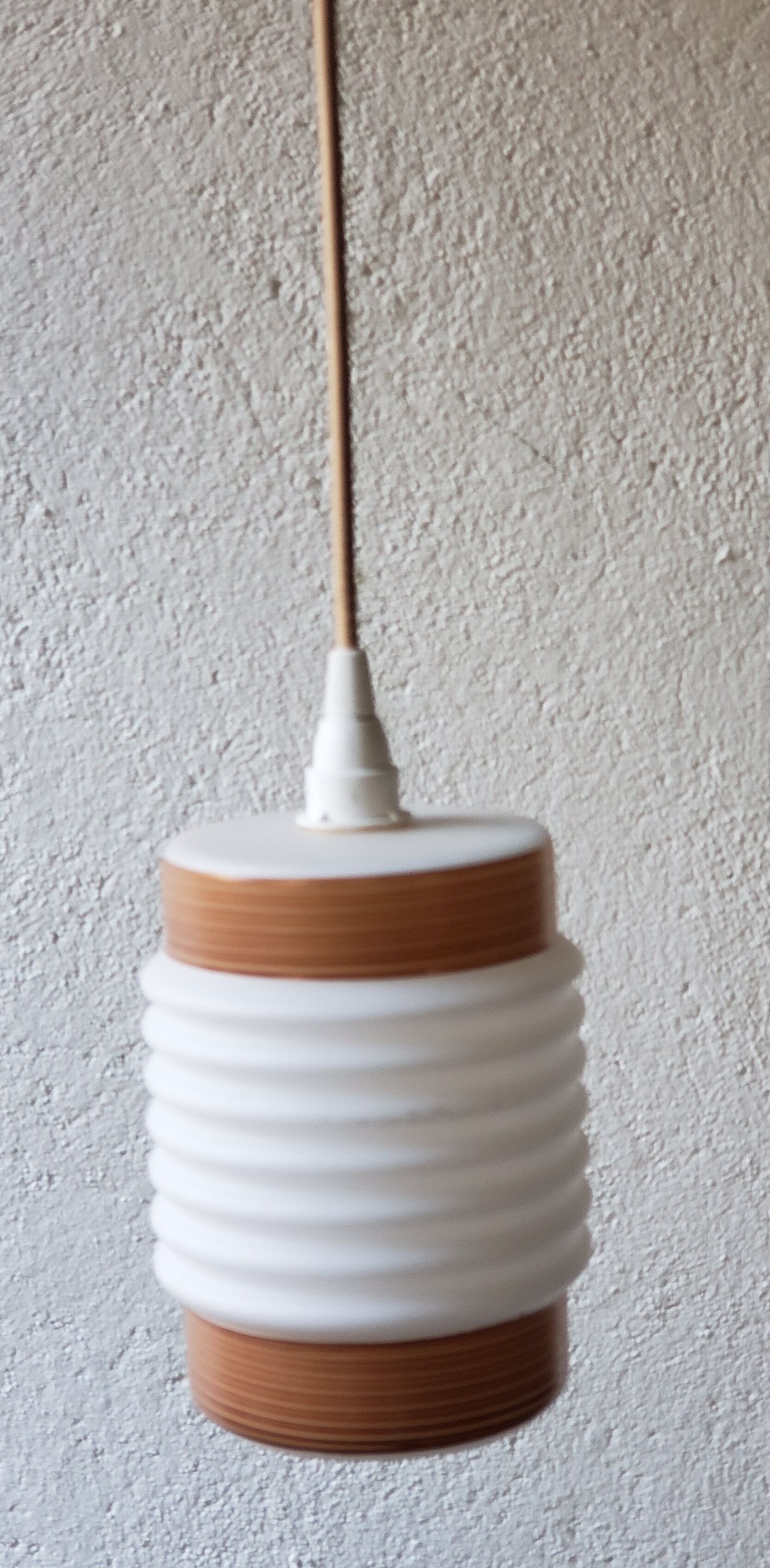 Opaline hanging lamp wood-eyed