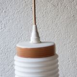 Opaline hanging lamp wood-eyed