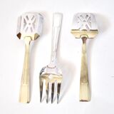 Set of 3 modernist 1950s dessert cutlery in silver by RENEKA.