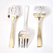 Lot de 3 couverts à mignardise dessert en argenterie moderniste 1950 RENEKA
