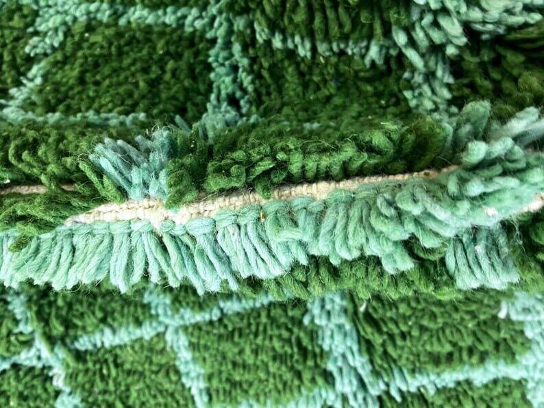 Square green Beni Ouraine Berber rug, size 160 x 240 cm