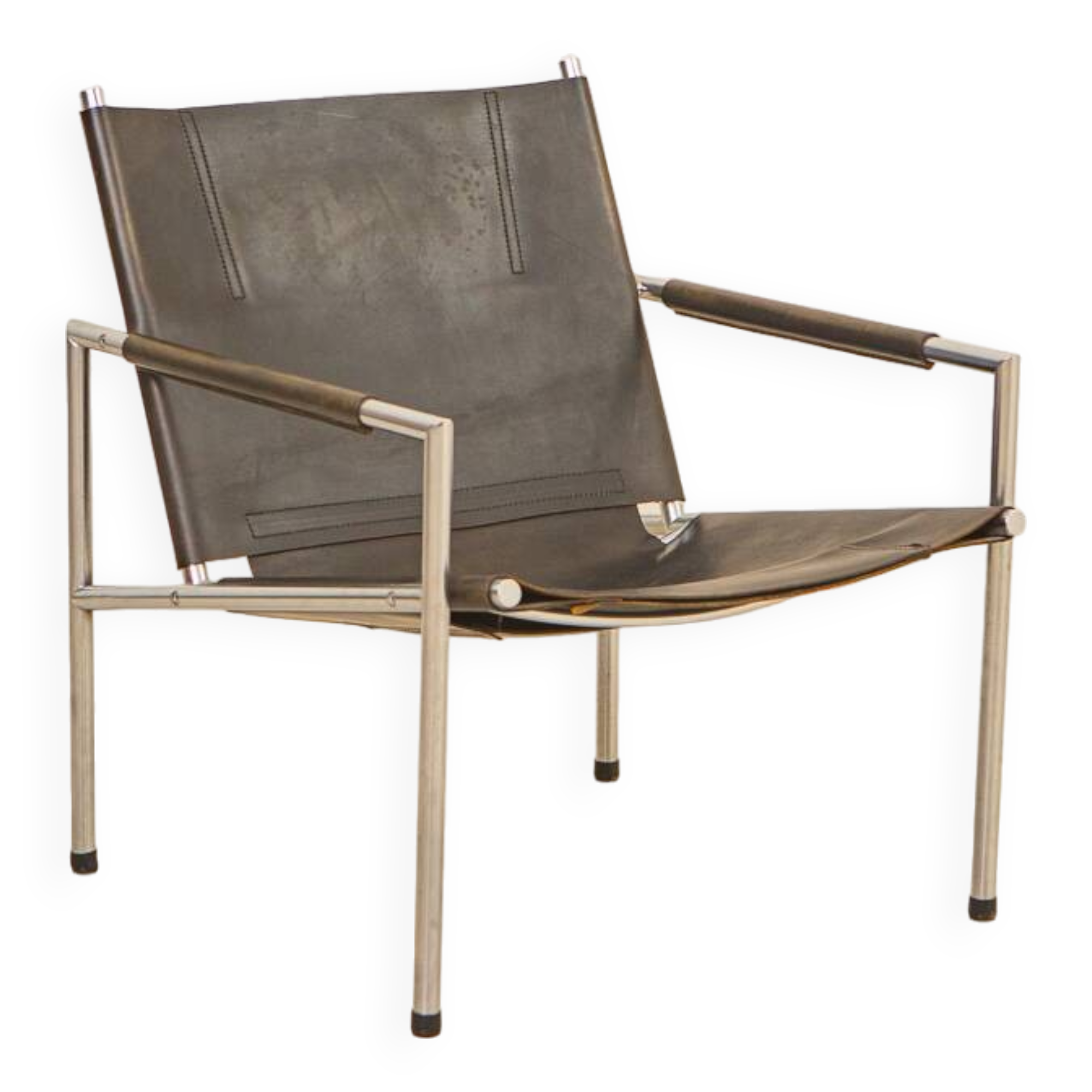 "SZ02" armchair in black/emerald leather by Martin Visser for Spectrum 60's