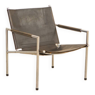 "SZ02" armchair in black/emerald leather by Martin Visser for Spectrum 60's