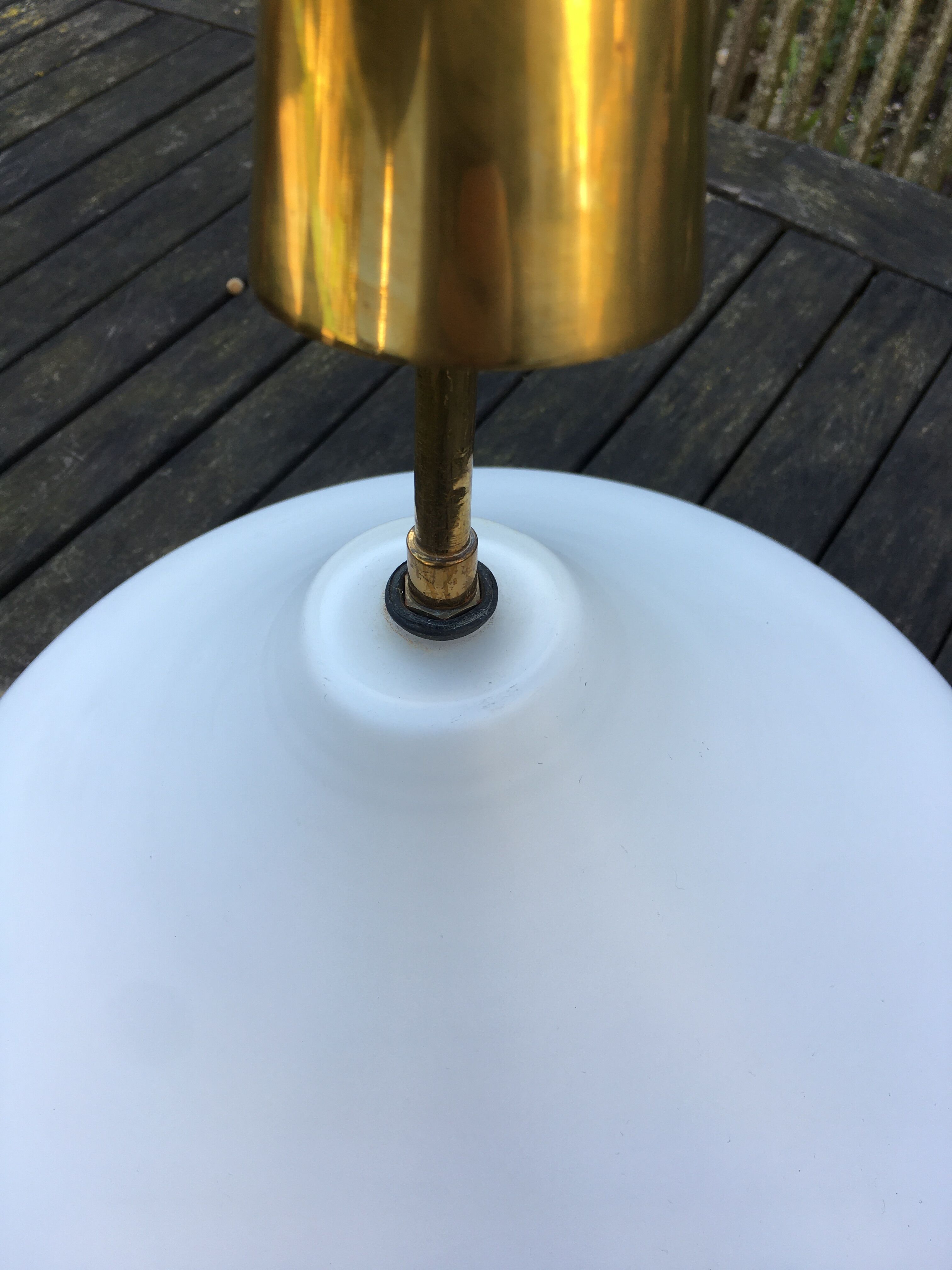 Golden brass white glass hanging