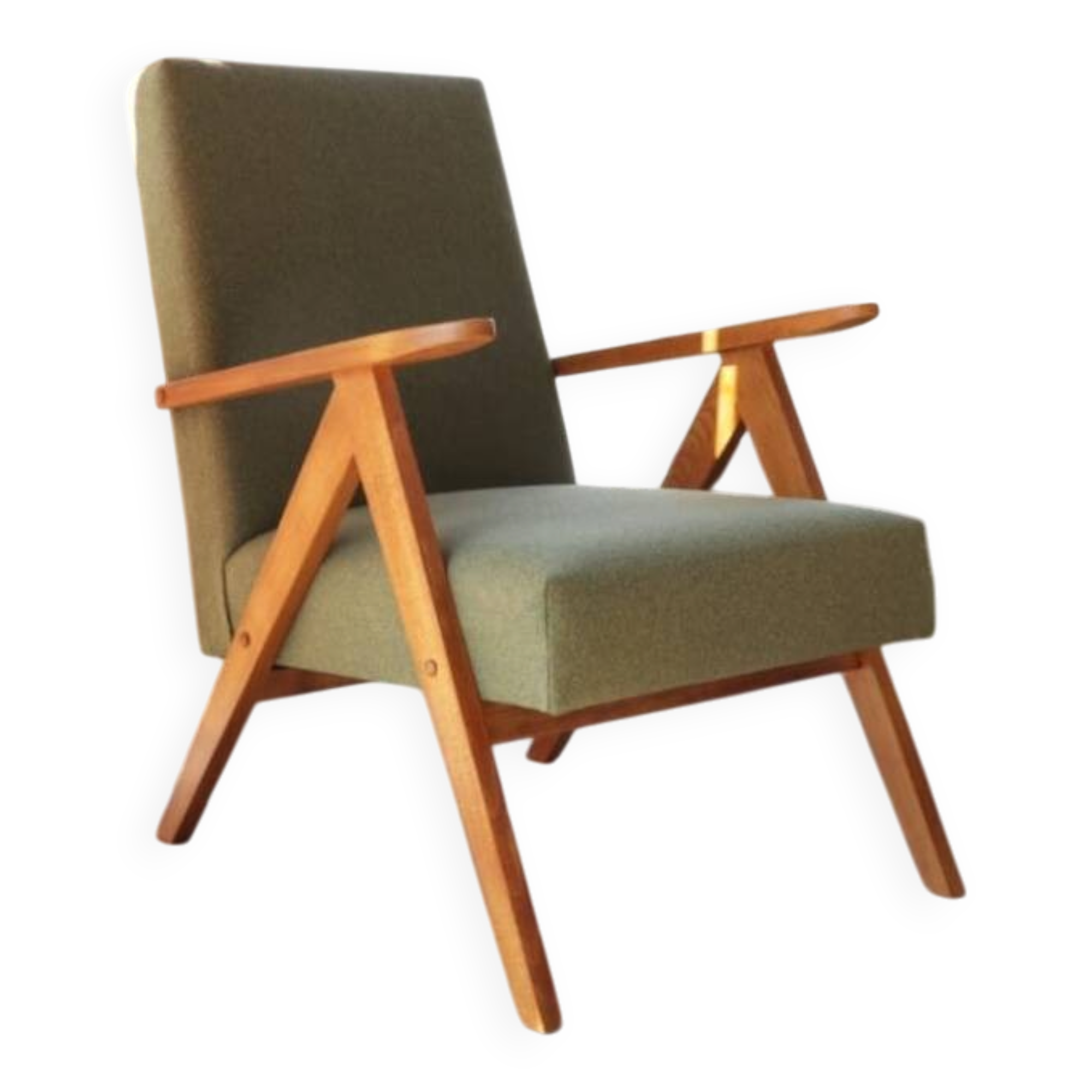Vintage Design Kiwi Green Boucle Armchair