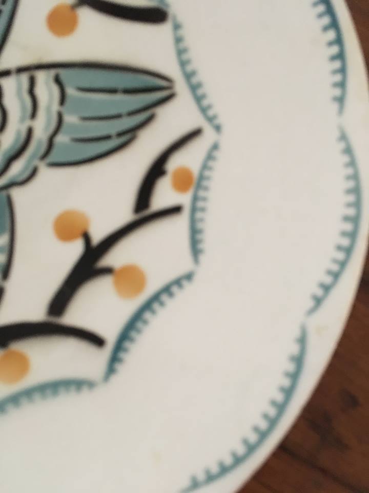Two old plates Dove cherry Keller & Guerin Geo Conde de Lunéville.