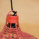 Vintage tulip hanging lamp in rattan