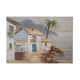Hst 20th century signed solana: fishermen's houses, palm tree, tenerife, canary islands, spain