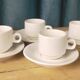 4 fours and 4 bistro coffee saucers