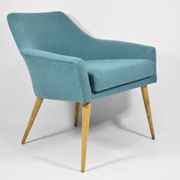 Vintage armchair Shell, turquoise fabric, 1960s, restored