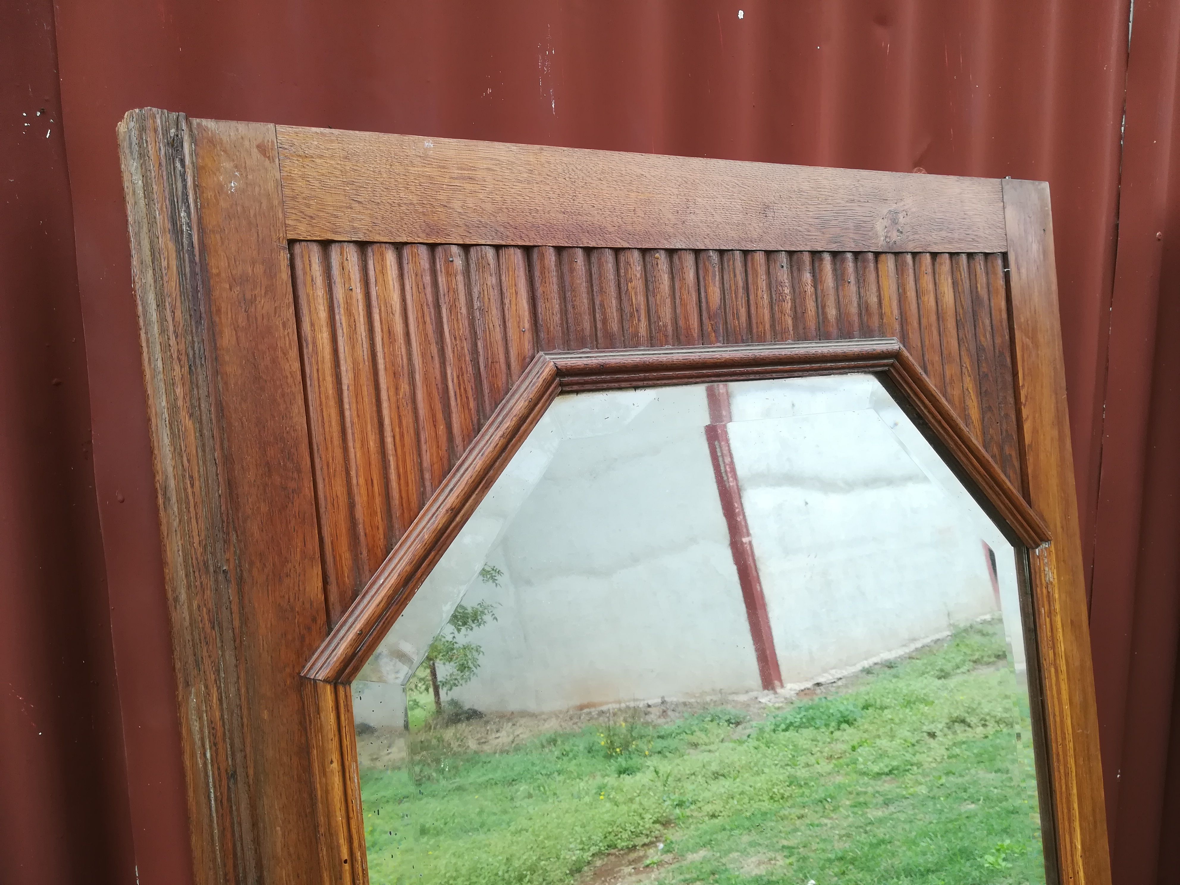 Duo of art deco mirrors on old 70x160 cm cabinet doors