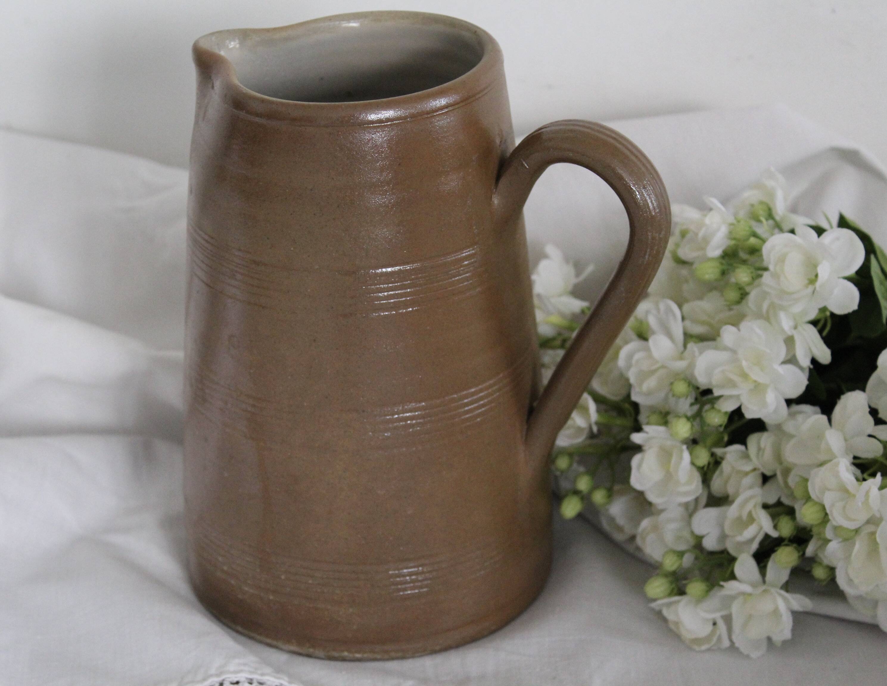 Brown stoneware pitcher, country chic