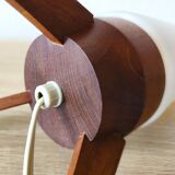 Rocket lamp, teak and opaline, 1950s
