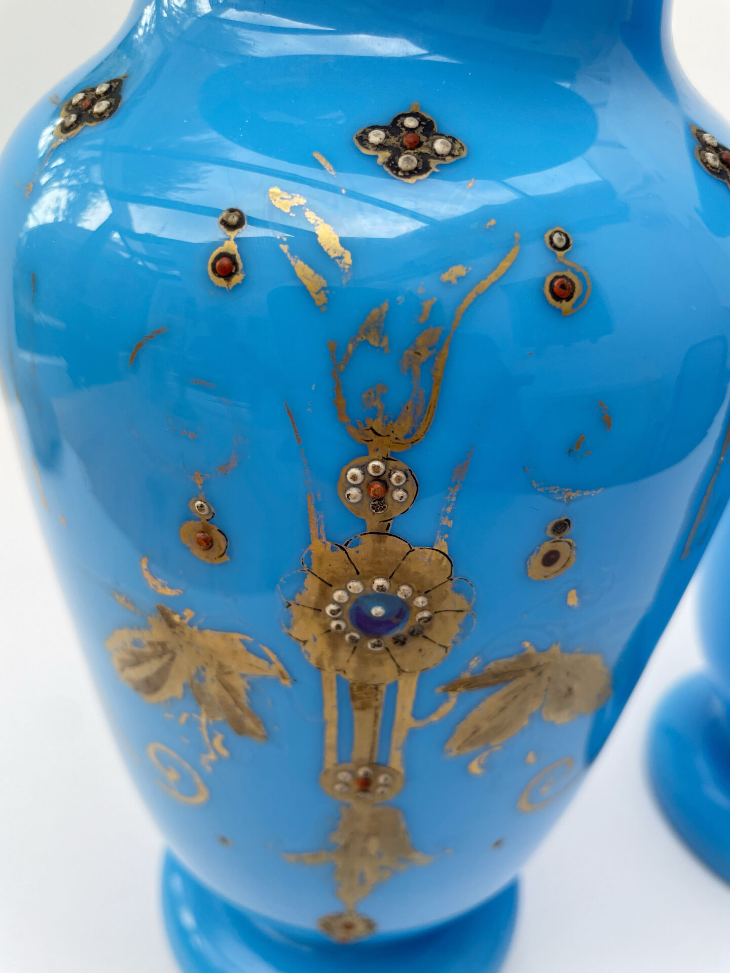 Pair of blue opaline vases