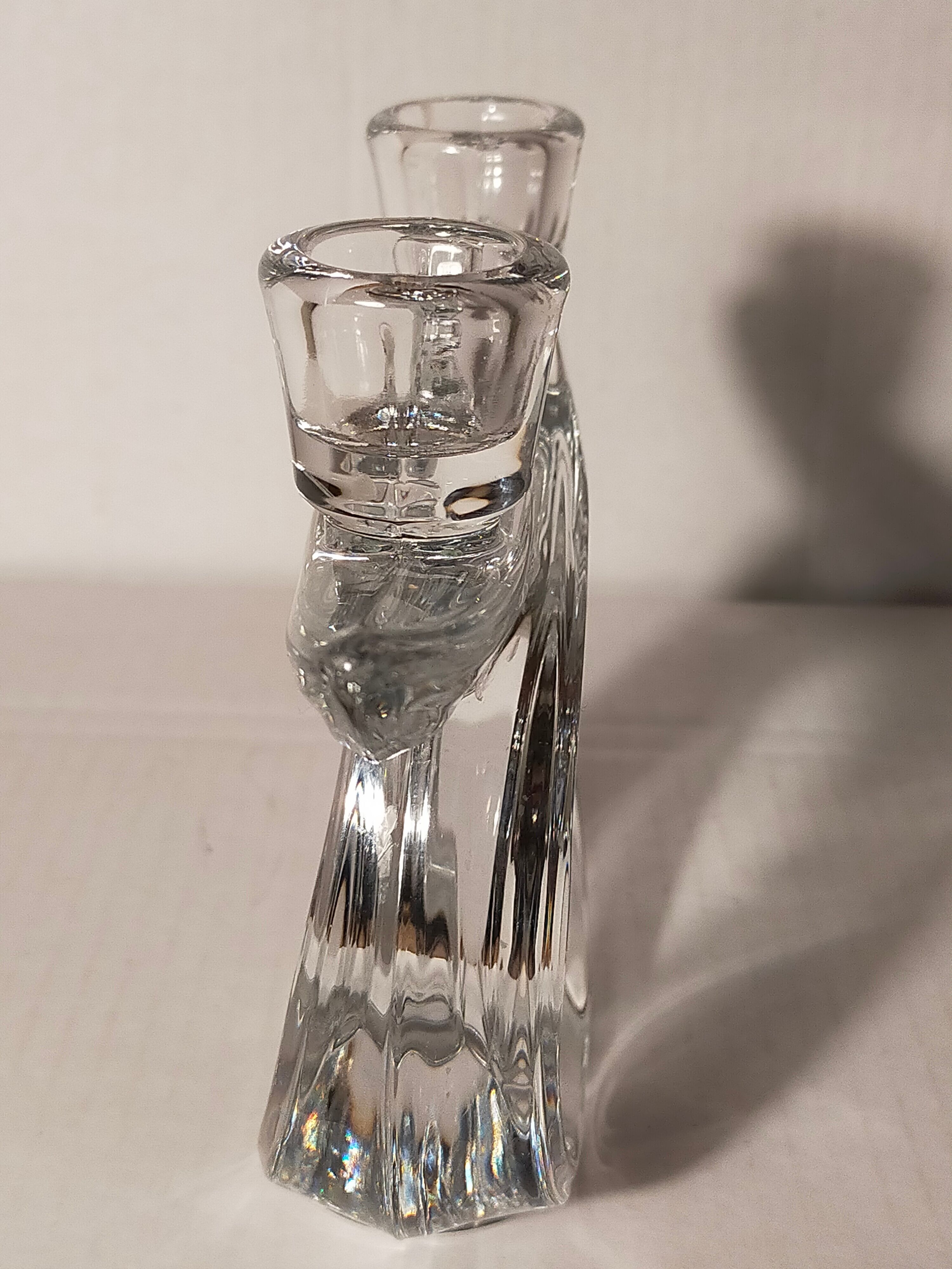 Candlestick with two arms in crystal of Vannes 60s