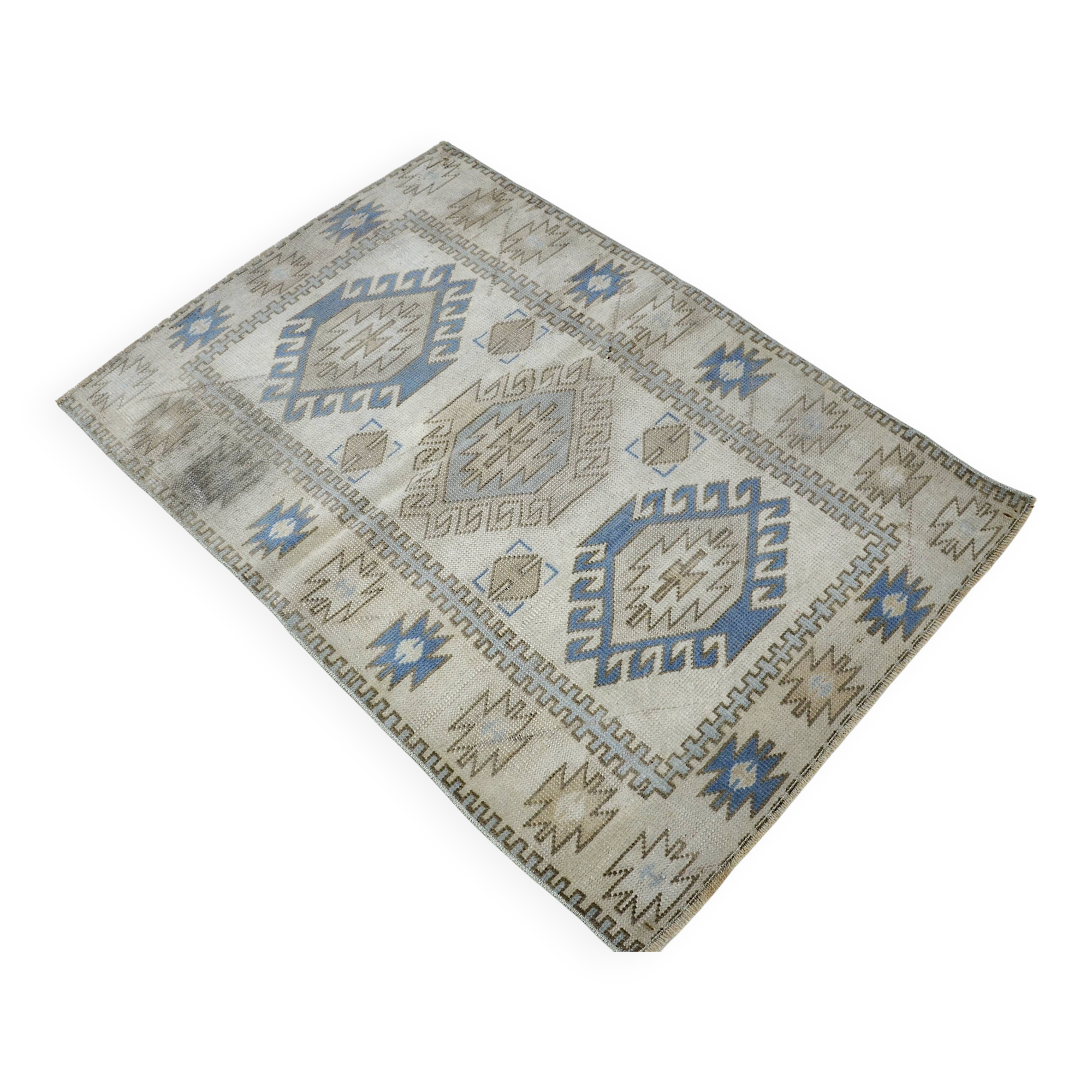 Tapis Oushak bleu et beige sku 1163