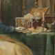Old painting signed Pietro Michis, interior scene, 19th century.