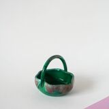 Vide-poche en céramique vert, signé, 1970