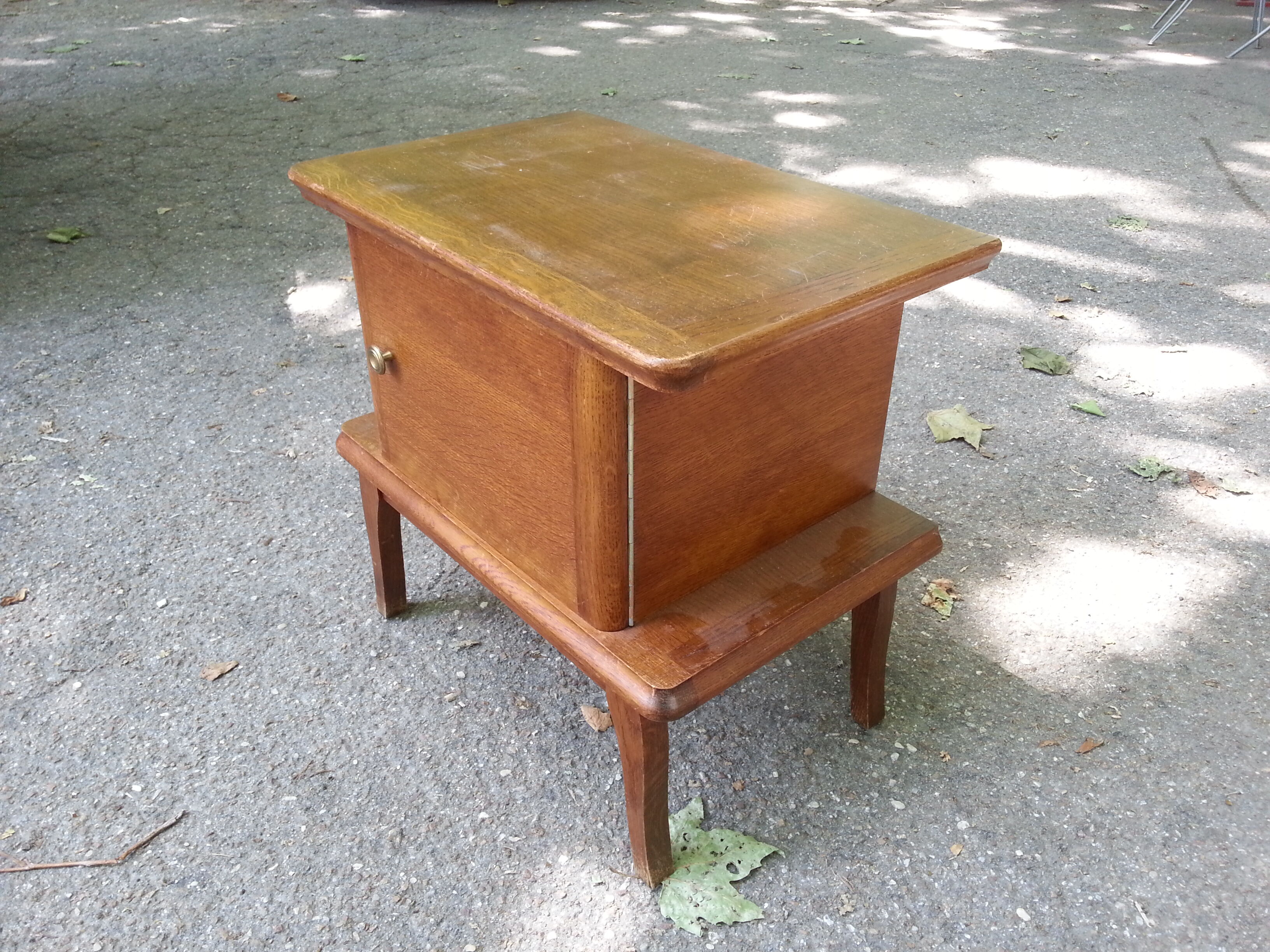 1950s oak bedside