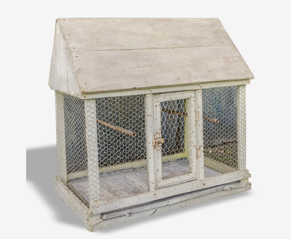 Volière - Ancienne cage à oiseaux en bois et grillage | Selency