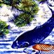 Decorative porcelain plate featuring a koi carp.