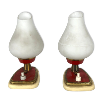 Paire de lampes de table ou appliques italiennes du milieu du siècle
