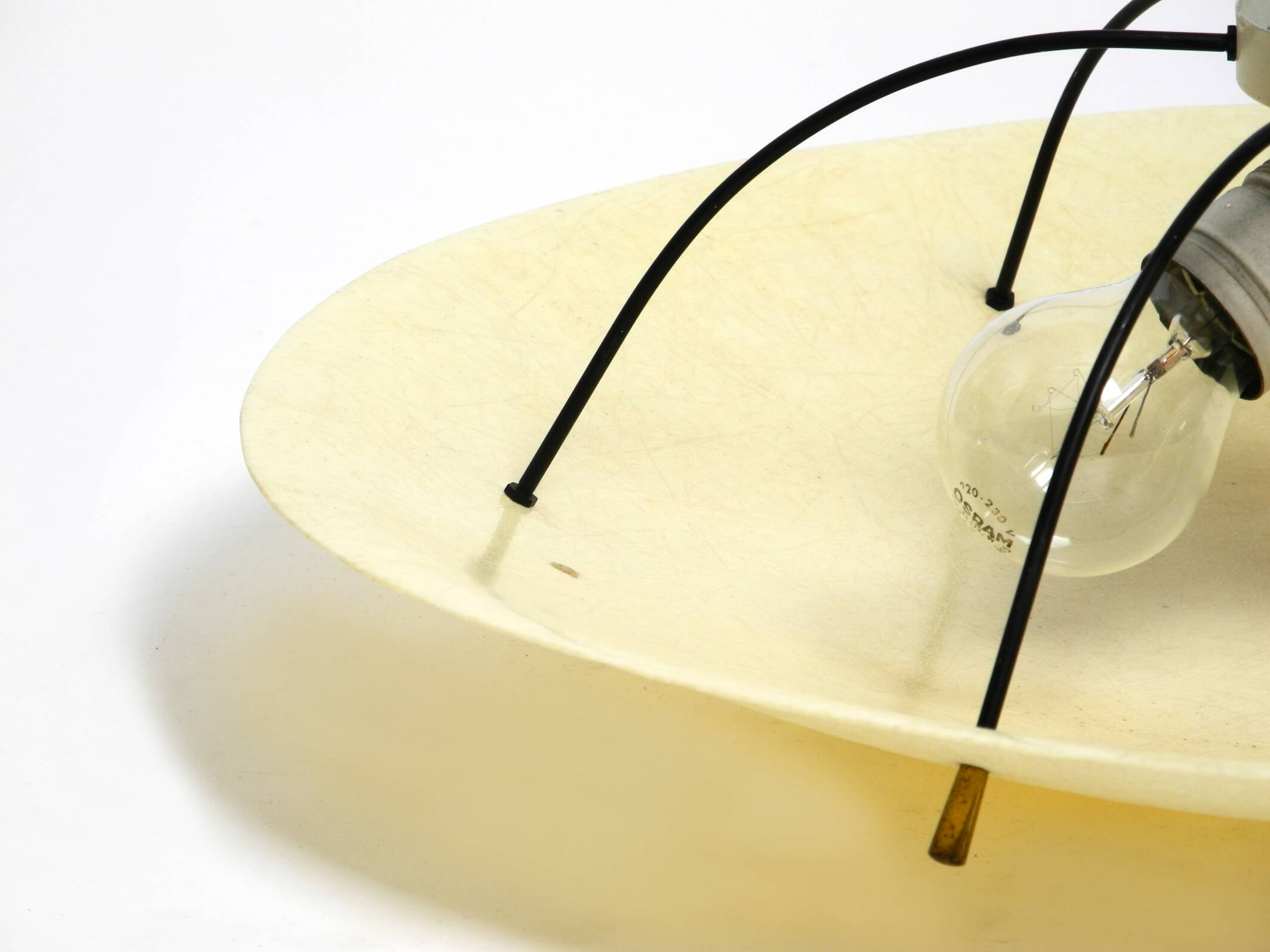 Extremely rare large round Mid Century Modern fiberglass ceiling lamp | Ø 5