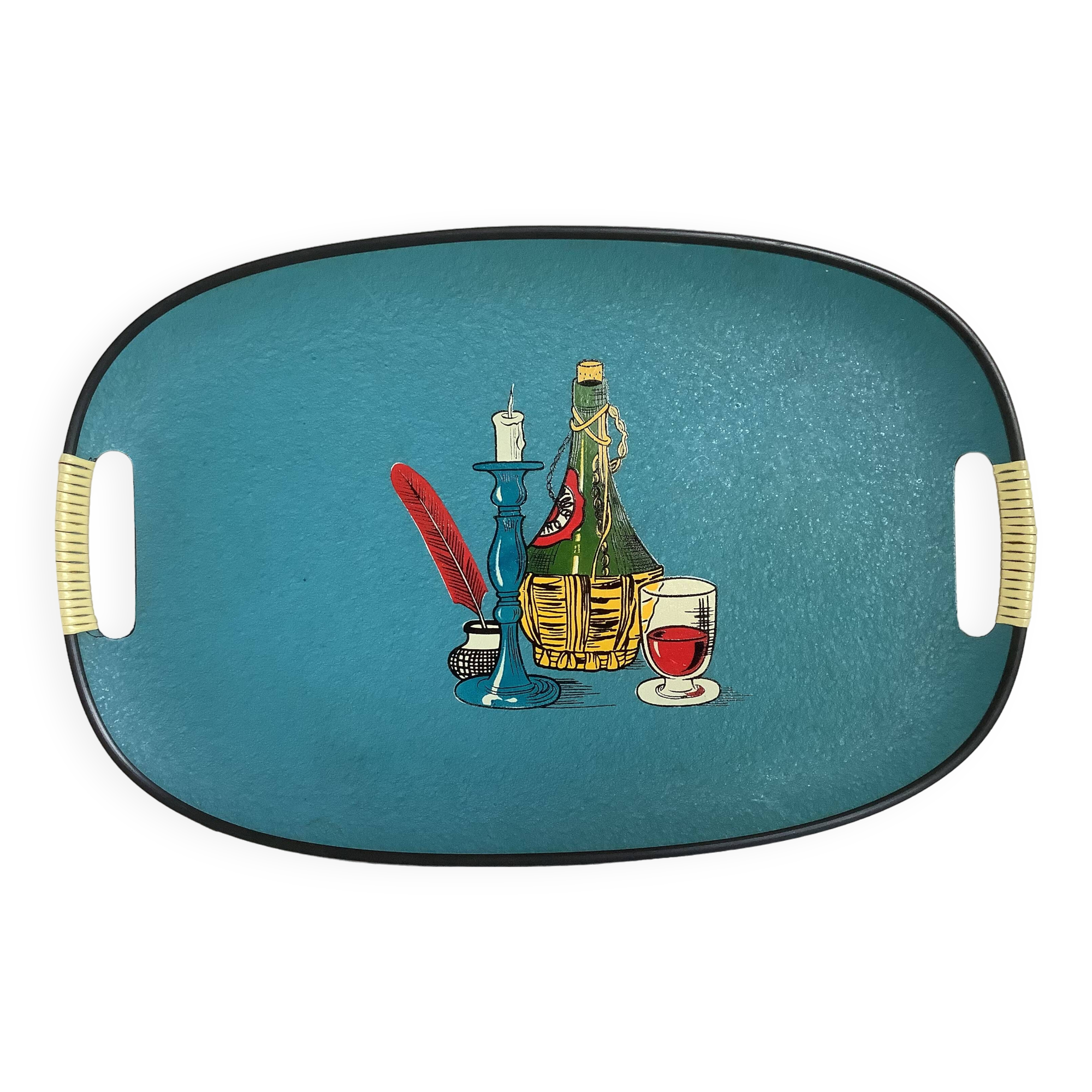 Vintage tray with scoubidou handles