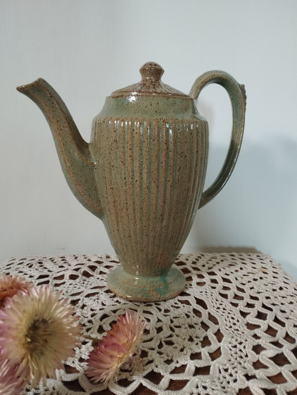 Celadon green ceramic jug/teapot